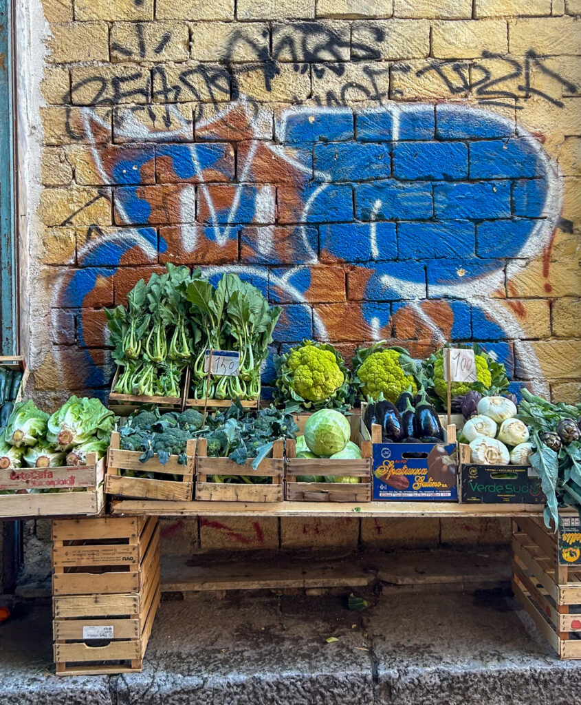 A greengrocer at La Vucciria Palermo, Sicily