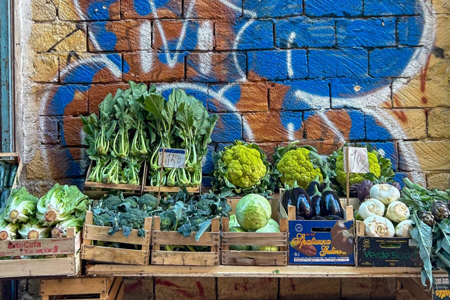 A greengrocer at La Vucciria Palermo, Sicily