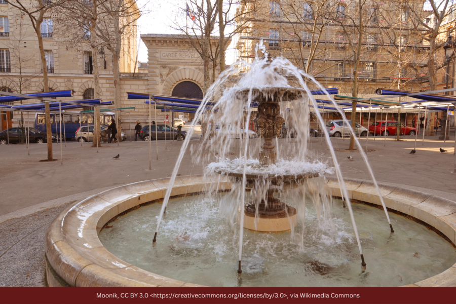 the fountain at Marché Monge