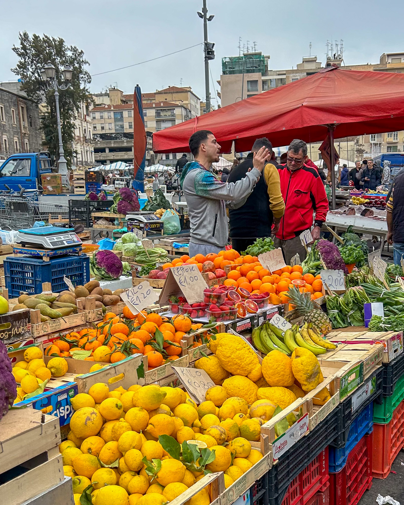 Fruit stand at the Fera O’Luni market in Catania