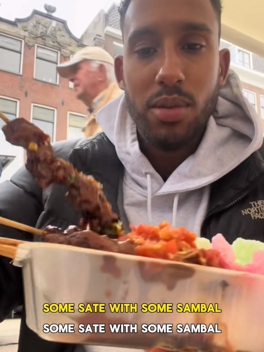 Goat meat sate at the Lindengracht market in Amsterdam